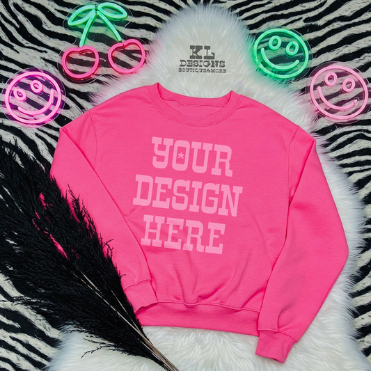Neon Pink Sweatshirt Zebra Neons Mock