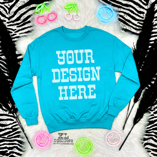 Scuba Blue Sweatshirt Zebra Neons Mock