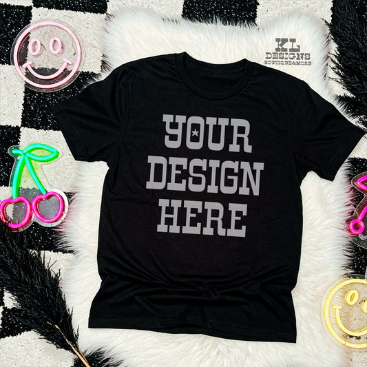 Black Tee Checkered Neons Mock