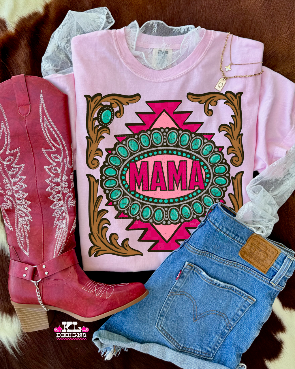 Turquoise Tooled Pink Mama