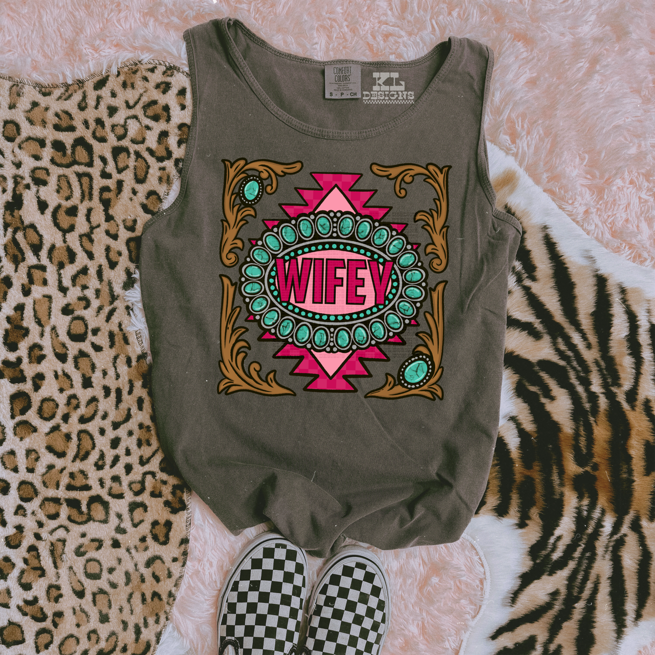 Turquoise Tooled Pink Wifey