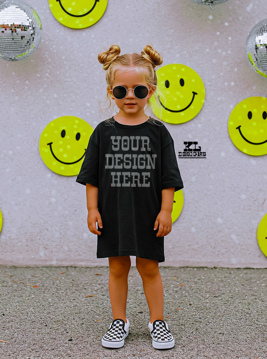 Kids Black Tee Edgy Girl Mock