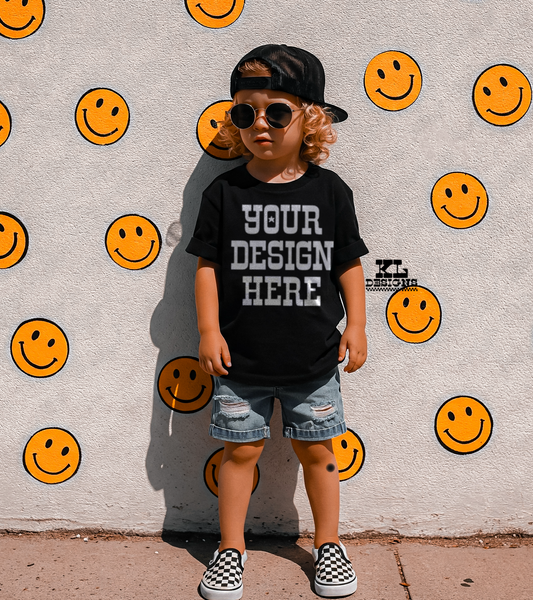 Kids Black Tee Edgy Boy Mock
