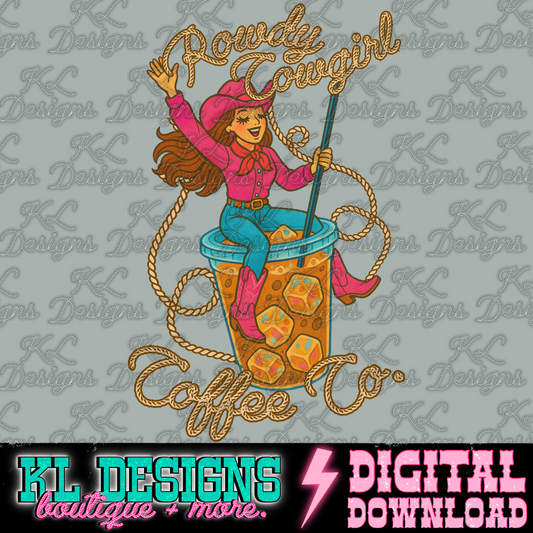 Vintage Rowdy Cowgirl Iced Coffee | Digital Download