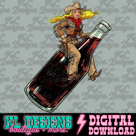 Vintage Western Soda Cowgirl Bottle | Digital Download