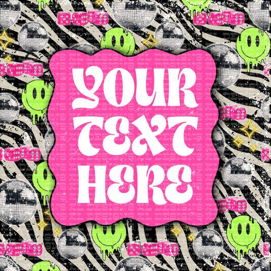 Neon Zebra Template (add your own text) | Digital Download