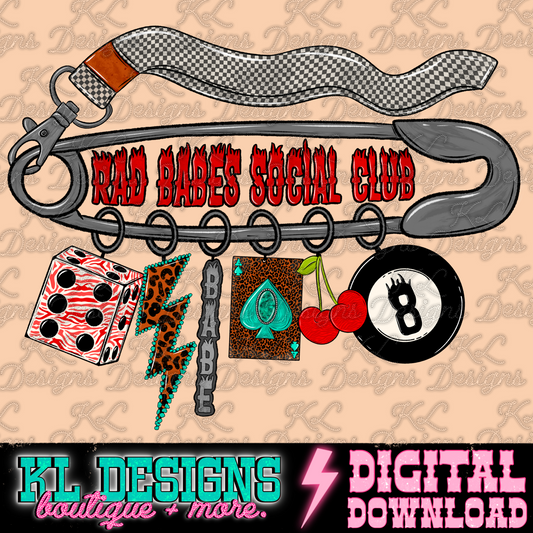 Rad Babes Safety Pin (hand drawn) | Digital Download