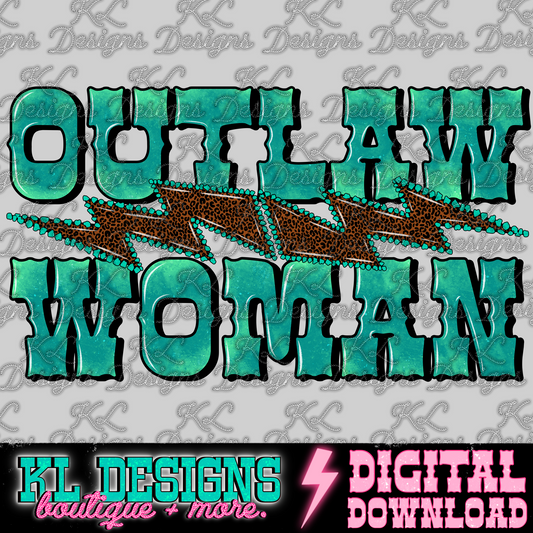 Out Law Woman Leopard Bolt Teal | Digital Download