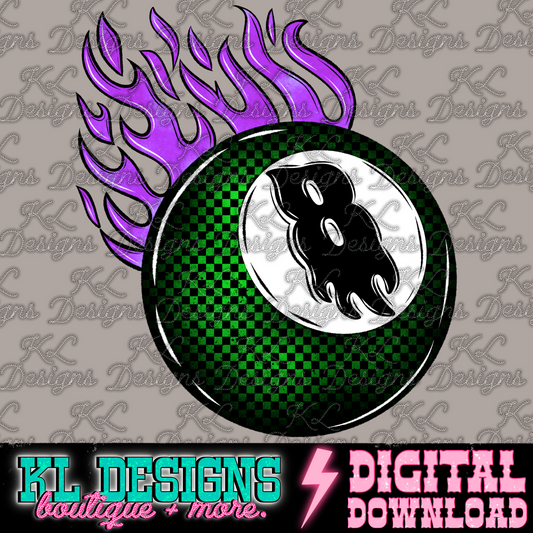 Grunge Green Checkered Flamin’ 8 | Digital Download