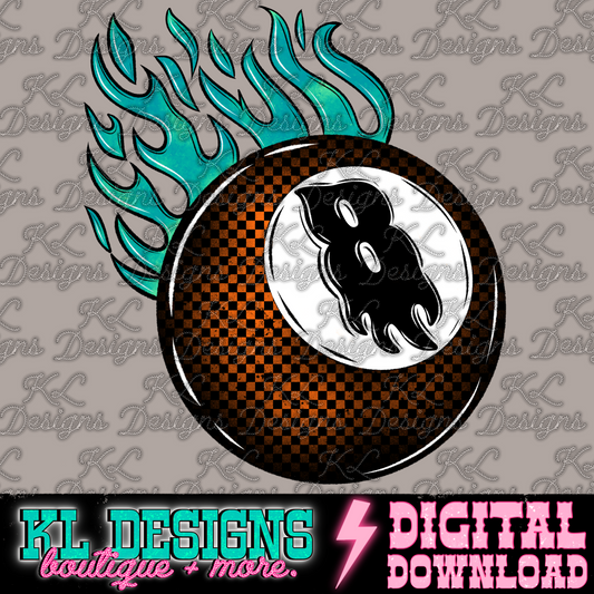 Grunge Orange Checkered Flamin’ 8 | Digital Download