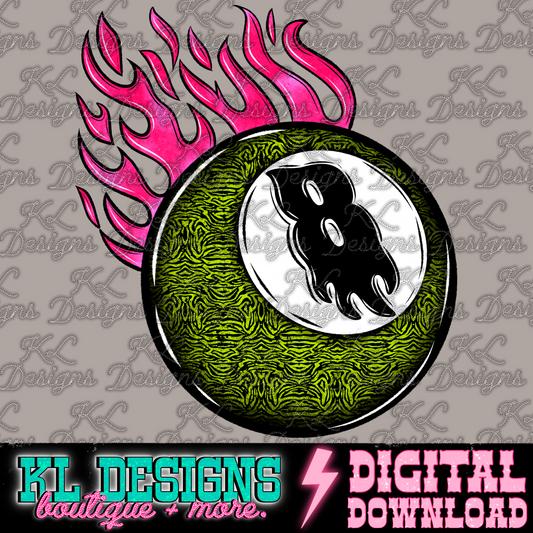 Grunge Green Zebra Flamin’ 8 | Digital Download