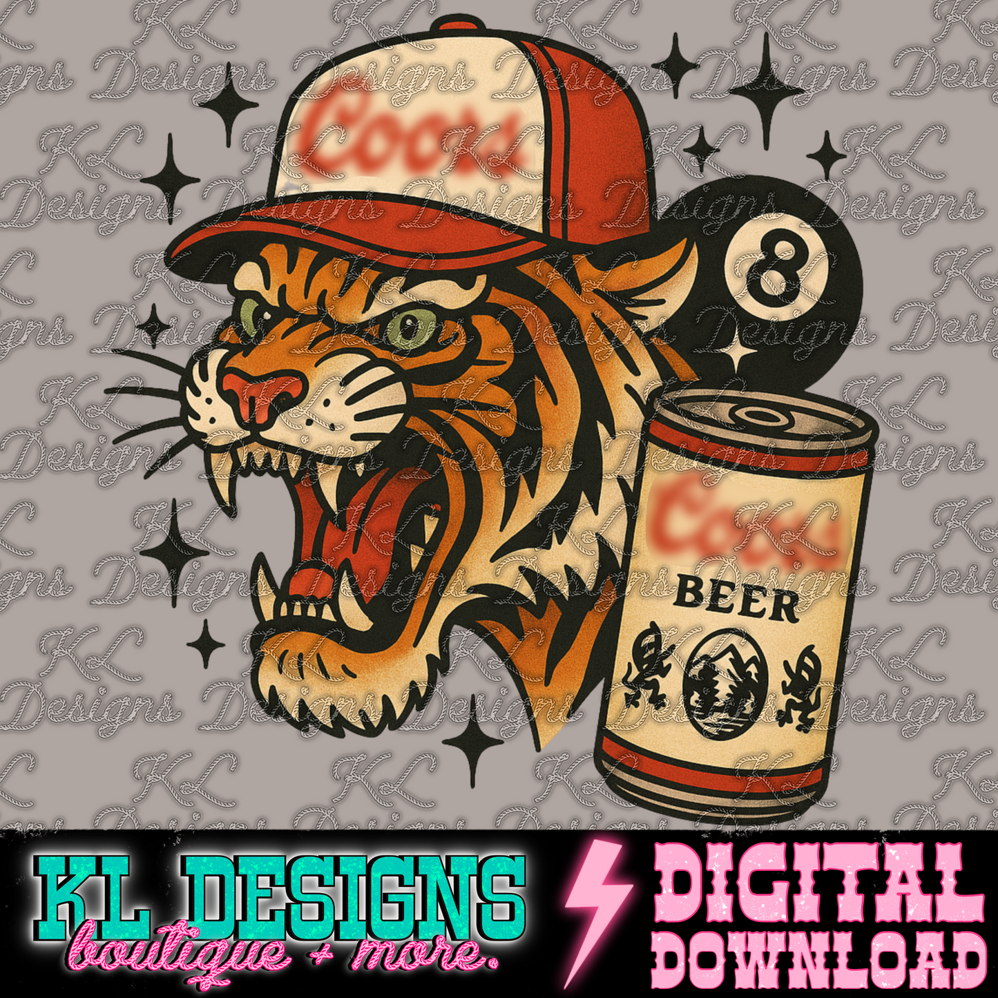 Vintage Grain C Can Trucker Tiger  | Digital Download