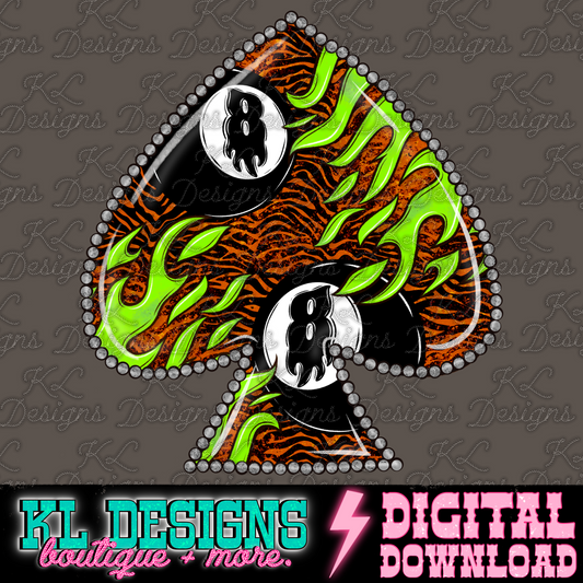 Grunge Tiger Flame 8 Spade Green | Digital Download
