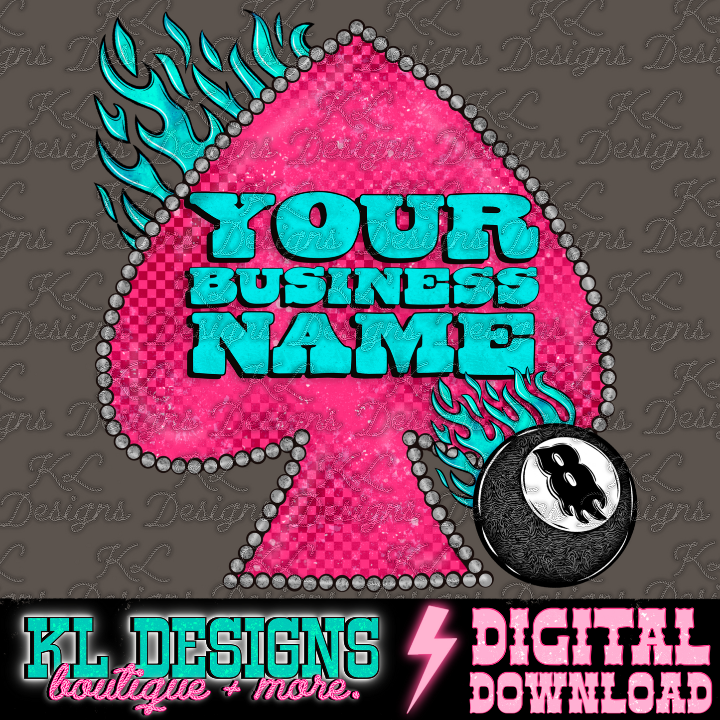 Pink Flame 8 Spade Premade Logo | Digital Download