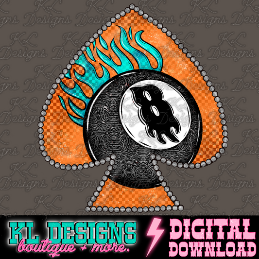 Grunge Flame 8 Spade Orange | Digital Download
