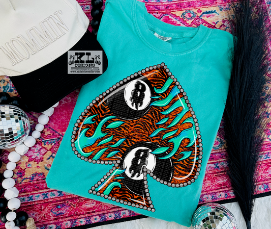 Grunge Flame 8 Ball Spade Blue