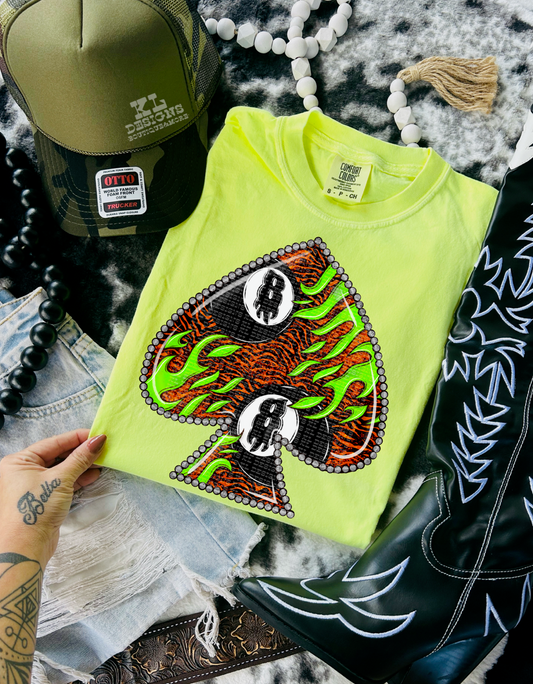 Grunge Flame 8 Ball Spade Green