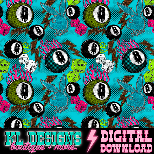 Edgy 8 Ball Bunny Seamless (2 colors) | Digital Download