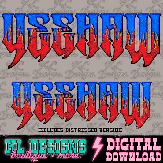 Edgy Red/Blue Flame Yeehaw