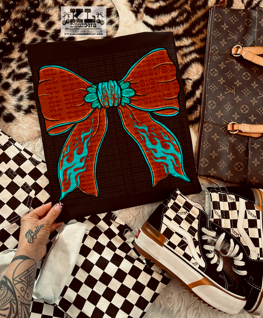Edgy Turquoise Jewel Flame Bow