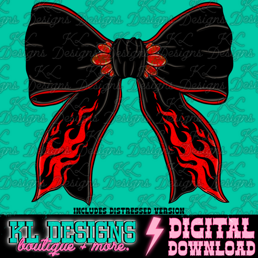 Edgy Black Red Flame Bow | Digital Download