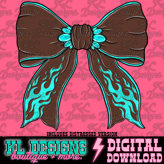 Edgy Brown Blue Flame Bow | Digital Download