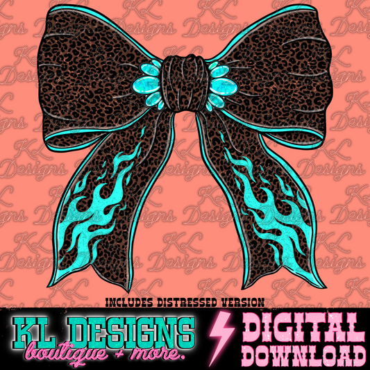 Edgy Leopard Blue Flame Bow | Digital Download