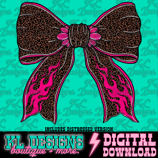 Edgy Leopard Pink Flame Bow | Digital Download