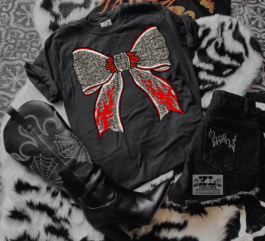 Edgy OG Zebra Red Flames Bow