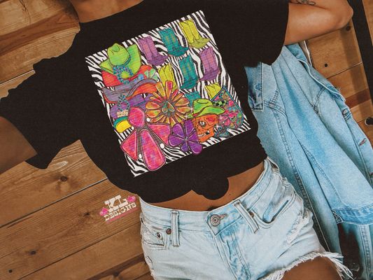 Neon Western Cowgirl Zebra Collage