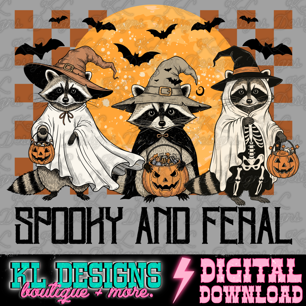 Spooky Feral Raccoons  | Digital Download