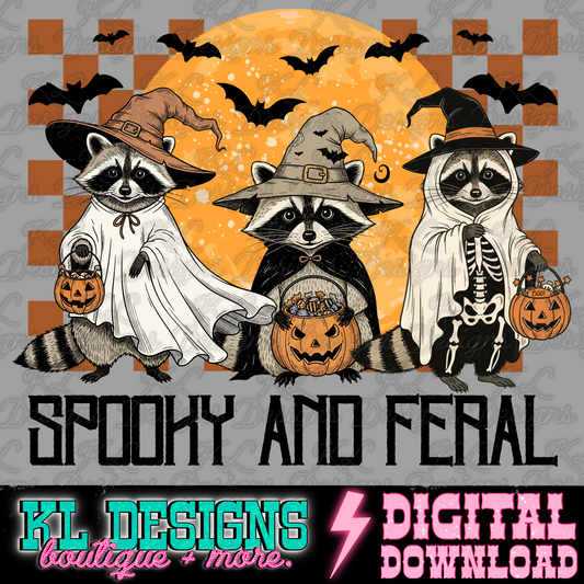 Spooky Feral Raccoons  | Digital Download