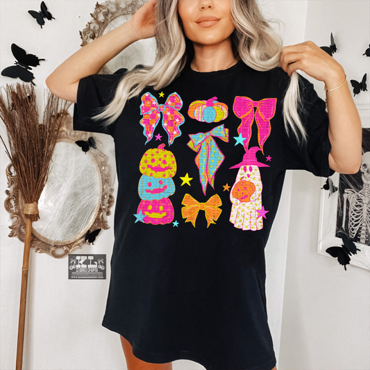 Girly Bright Halloween Bow Collage