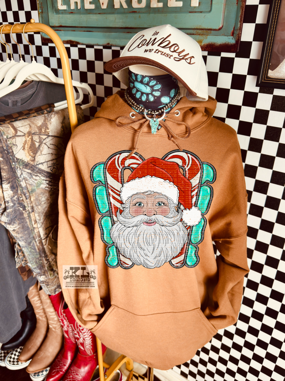 Candy Cane Turquoise Santa | Digital Download