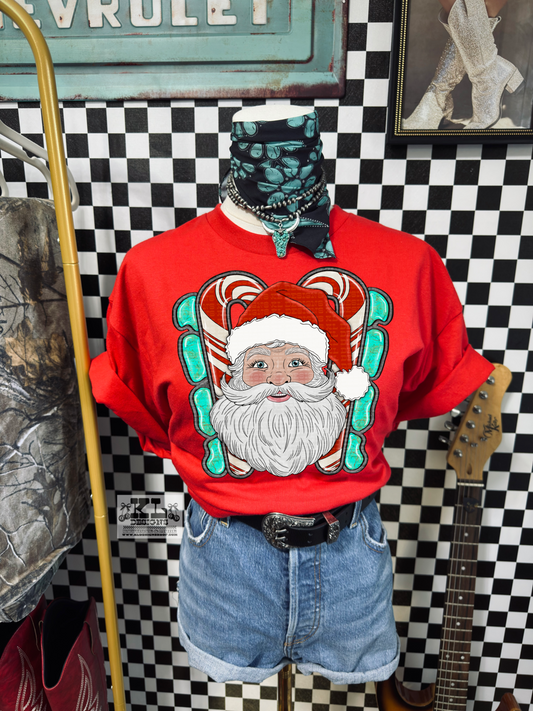 Candy Cane Jewel Santa