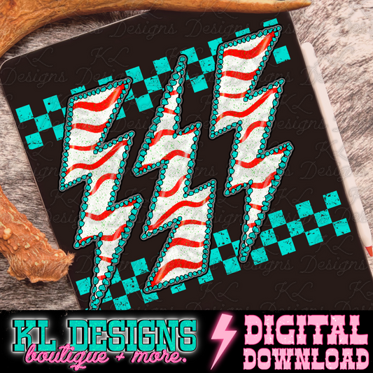Christmas Stripe Bolts Blue Checkers | Digital Download