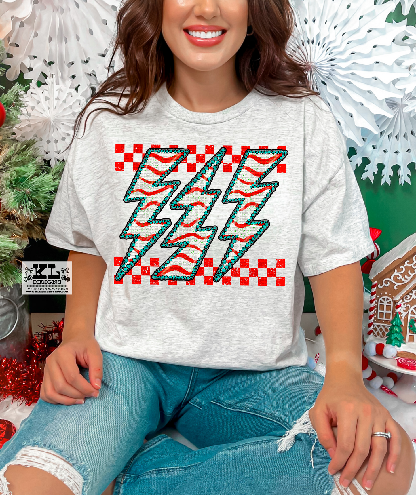 Christmas Stripe Bolts Red Checkers| Digital Download