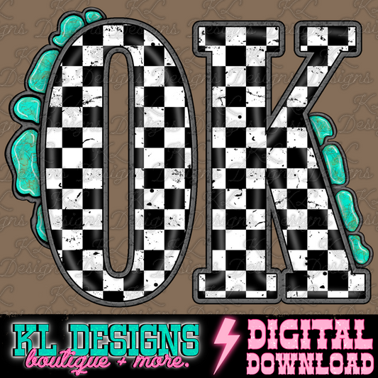 Checkered Jewel State OK | Digital Download