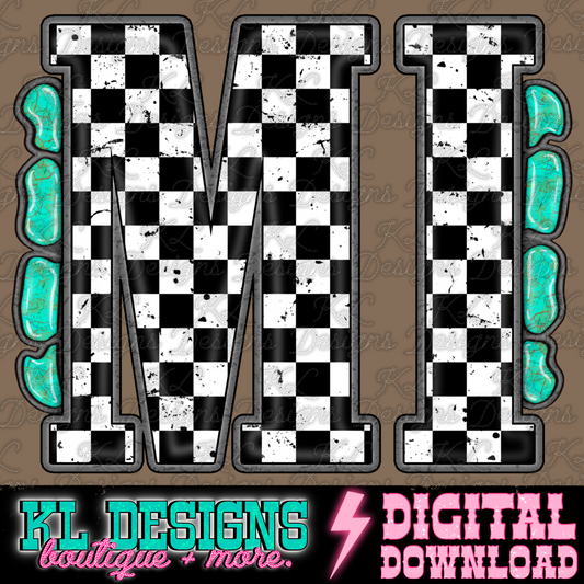 Checkered Jewel State MI | Digital Download