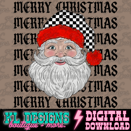 Merry Christmas Background Checkered Santa | Digital Download