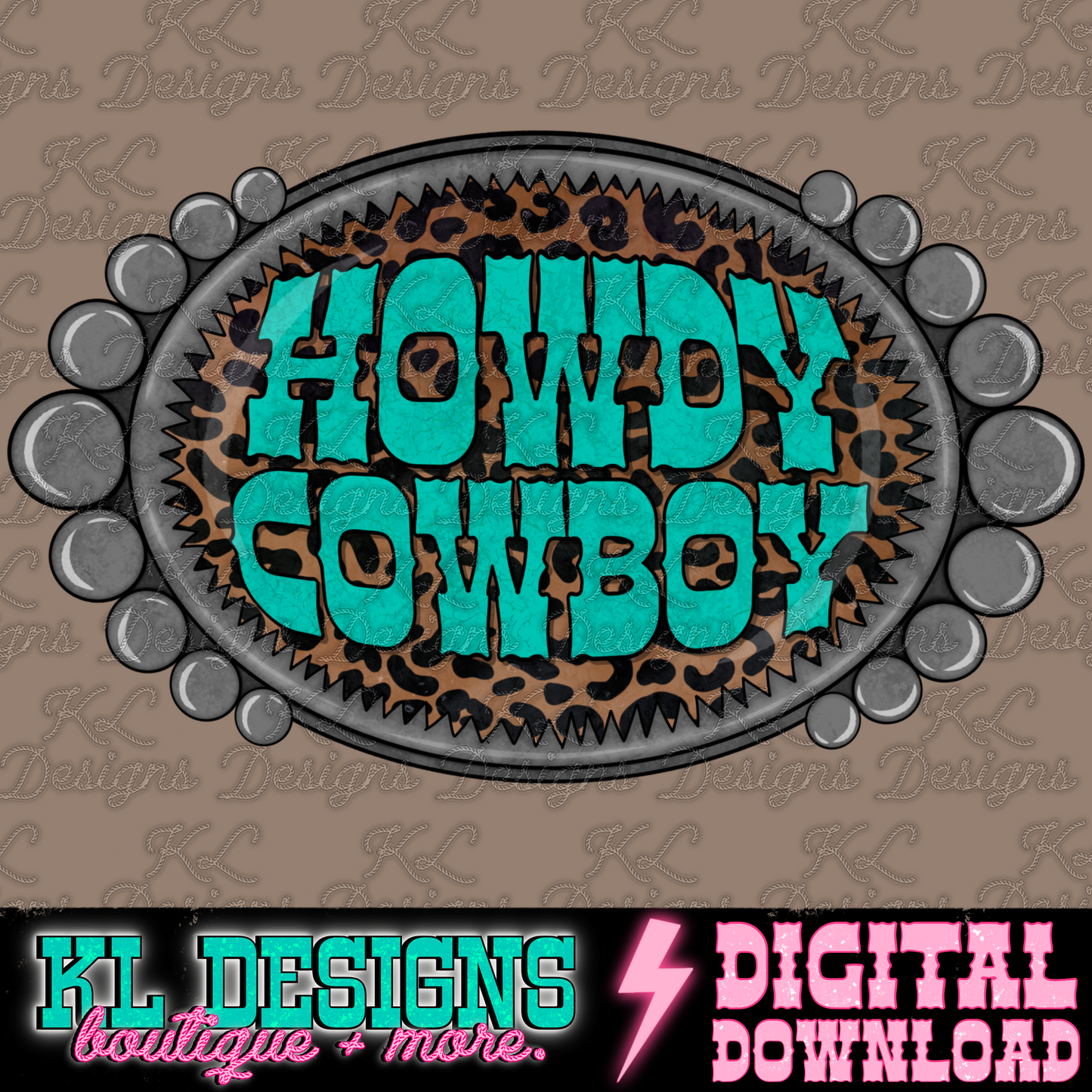 Howdy Cowboy Leopard Jewel Blue | Digital Download