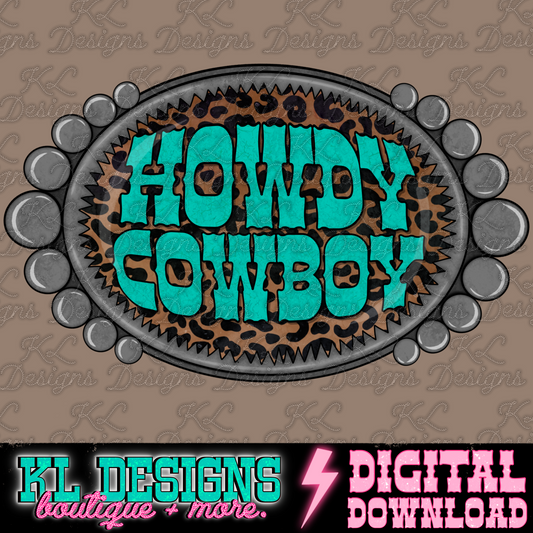 Howdy Cowboy Leopard Jewel Blue | Digital Download