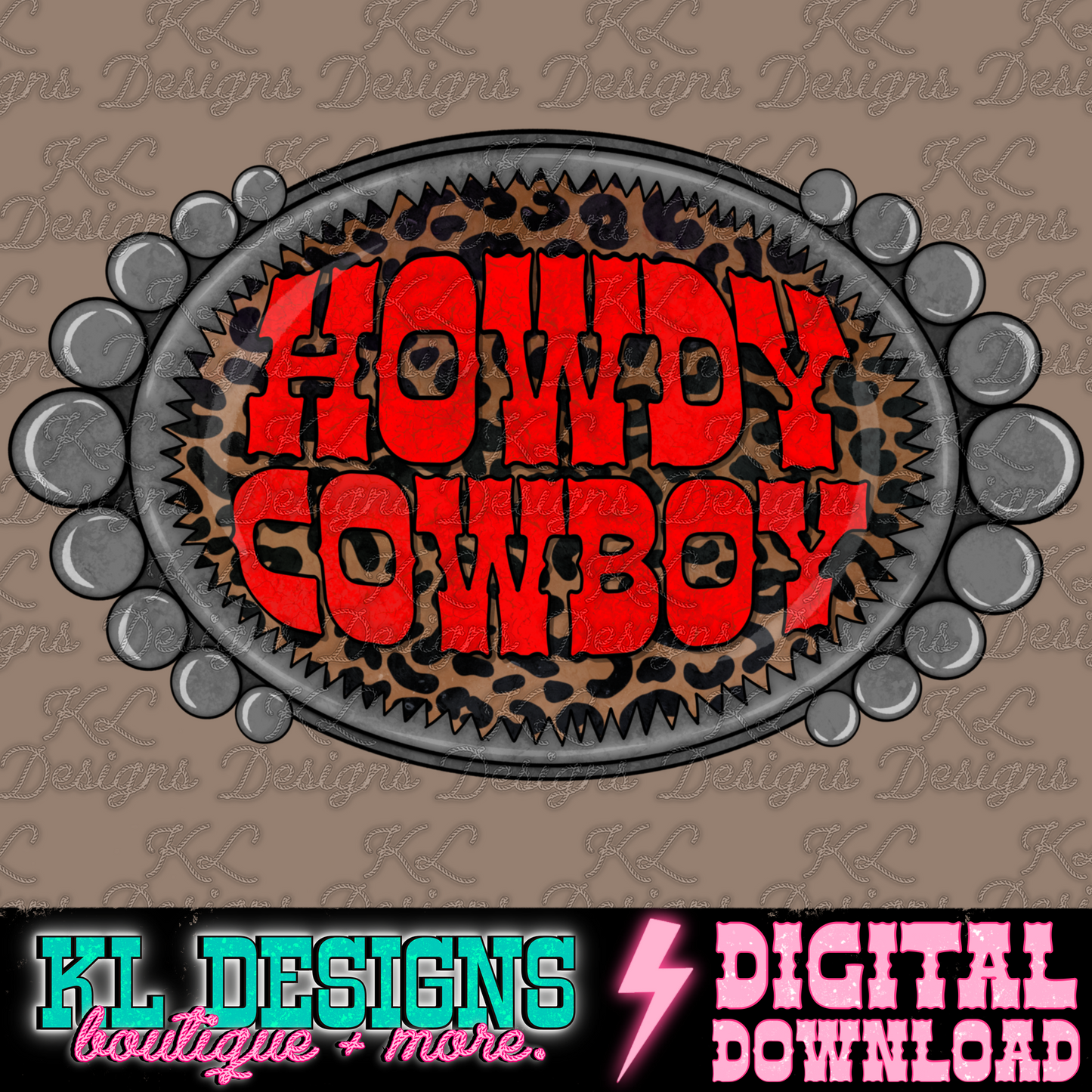 Howdy Cowboy Leopard Jewel Red | Digital Download