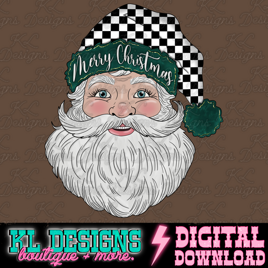 Merry Christmas Checkered Emerald Santa | Digital Download