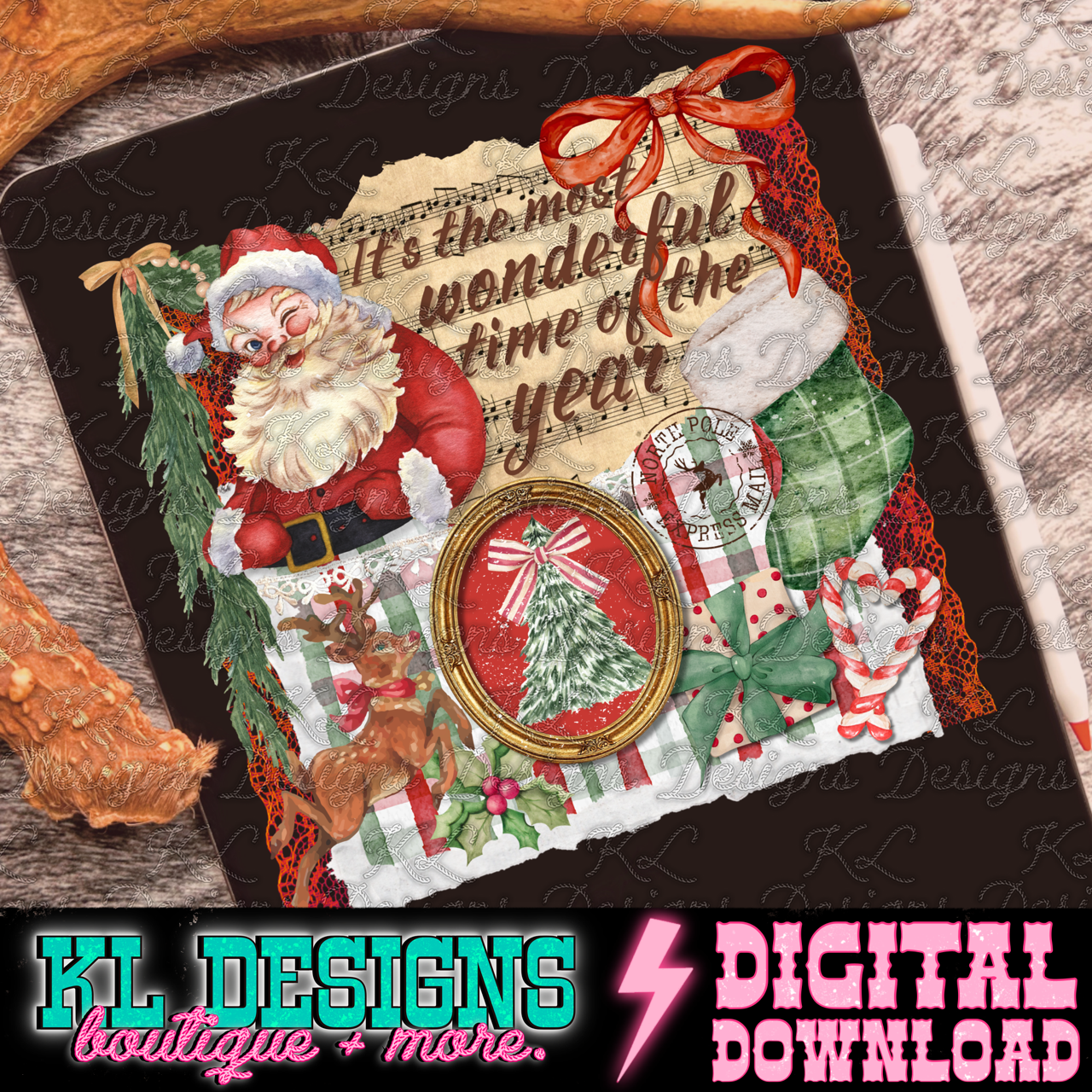 Vintage Christmas Time Of Year Collage | Digital Download