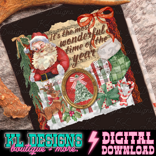Vintage Christmas Time Of Year Collage | Digital Download