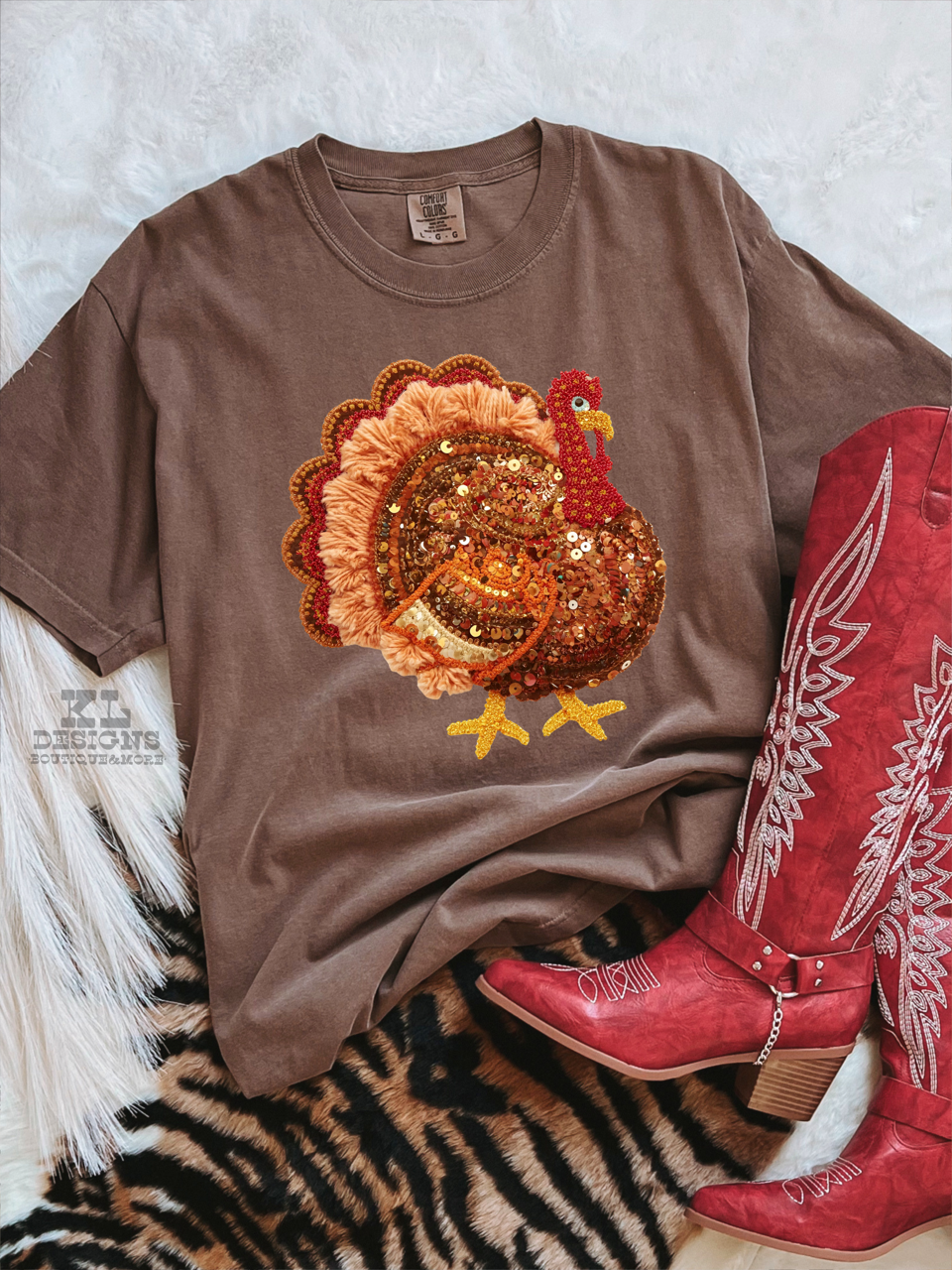 Faux Yarn Sequin Turkey