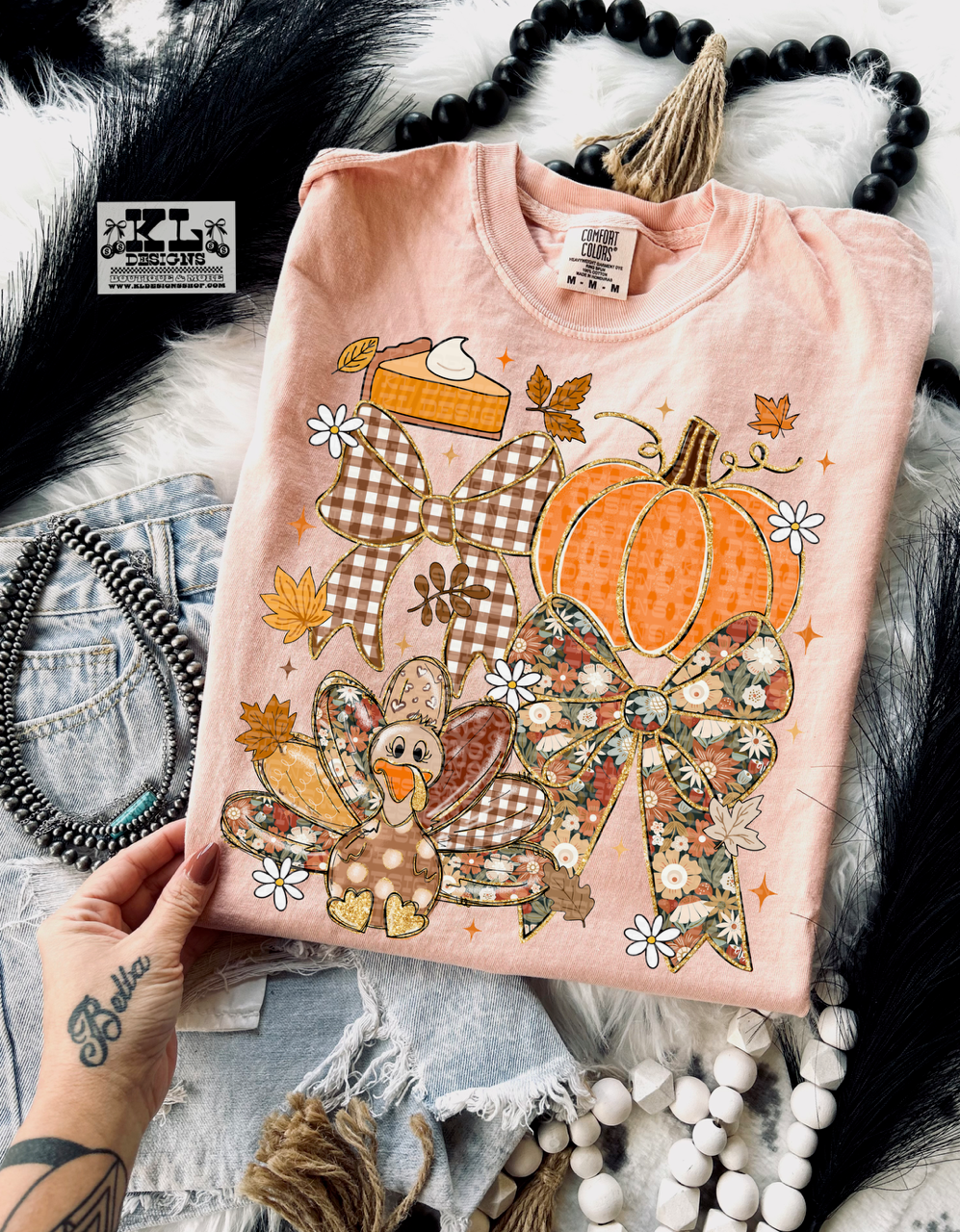 Autumn Floral Glitter Turkey Collage