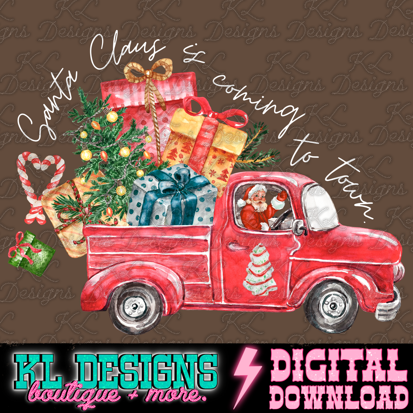 Vintage Santa Truck To Town | Digital Download