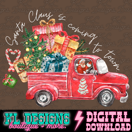 Vintage Santa Truck To Town | Digital Download